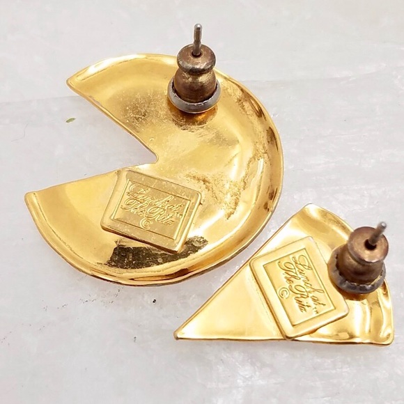 Vintage Lunch at the Ritz Gold Pizza Earrings - Picture 2 of 3